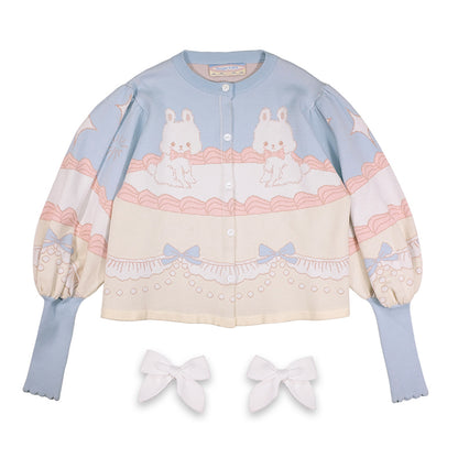 Rabbit Cream Cake lolita Sweet Bow Knit Cardigan【s0000001354】