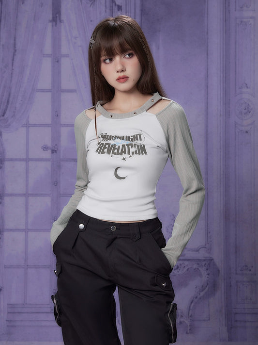 Printed slim long sleeve T-shirt【s0000007395】