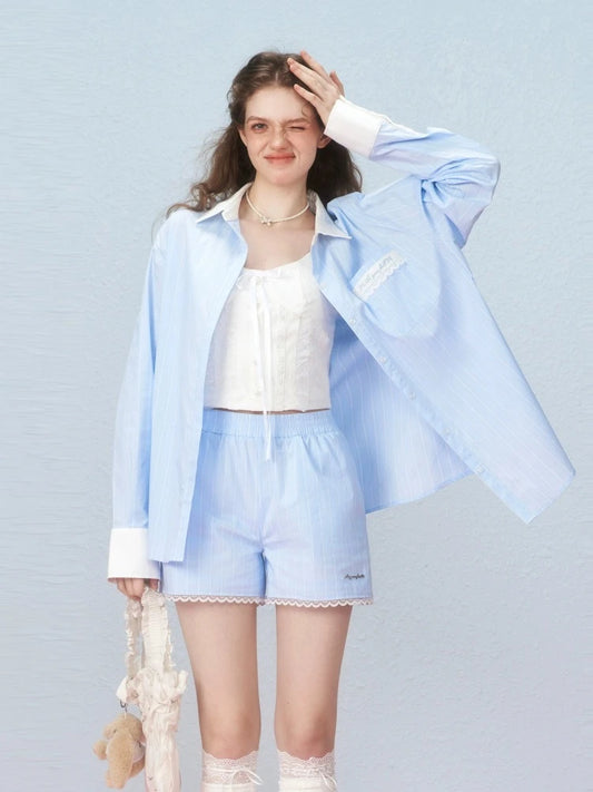 줄무늬 자수 Ryong Saegeshirt [S0000007234]