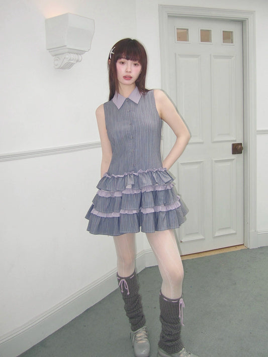 Sleeveless shirt dress【s0000007610】