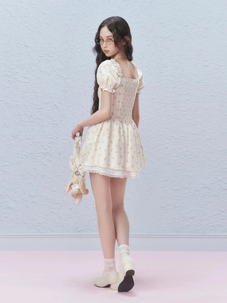 Retro floral short sleeve dress【s0000007419】