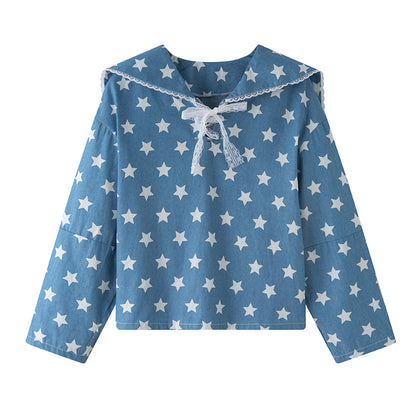 Star Ribbon Sailor Collar Top【s0000001882】