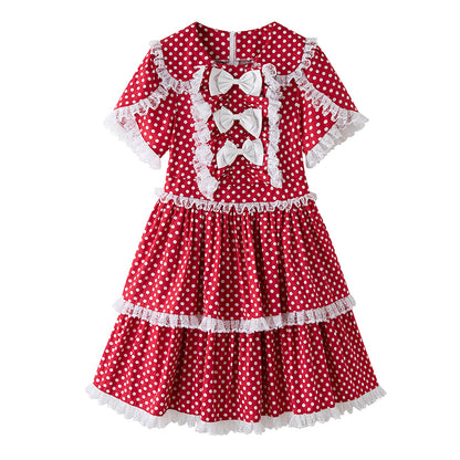 Polka dot ribbon frill dress【s0000001879】