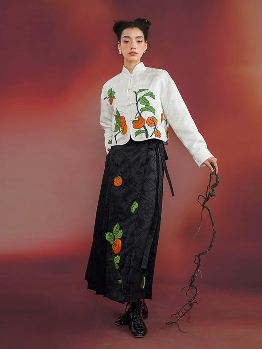 Chinese embroidery satin skirt【s0000006527】