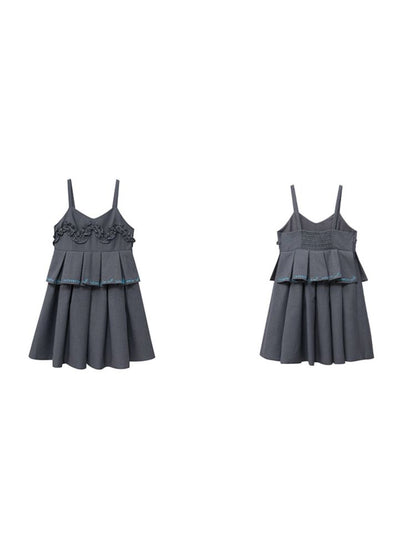 Sweet pleated suspender dress【s0000001056】