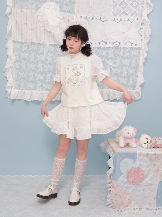 Fluffy white skirt【s0000007737】
