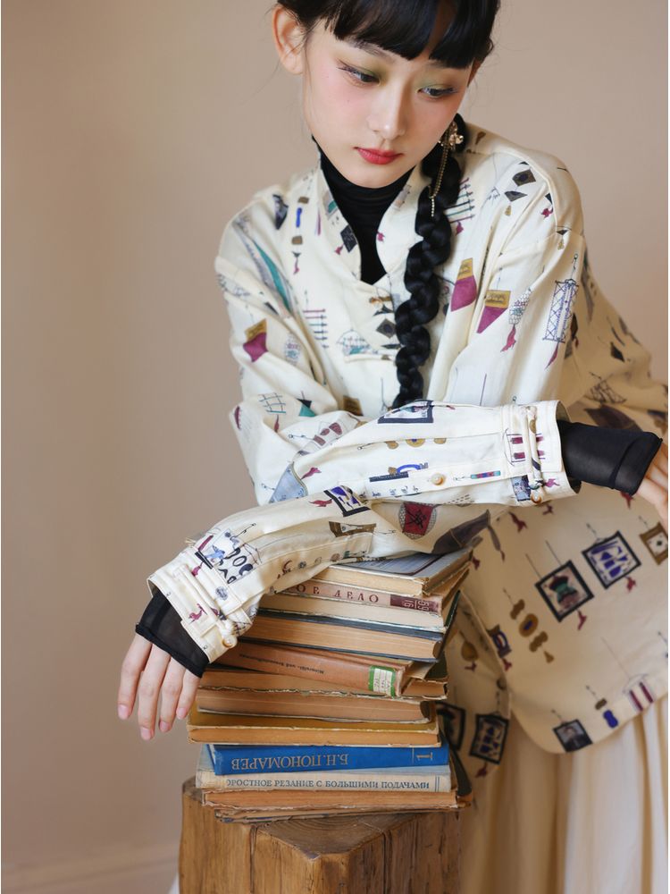 Chinese style original design printed shirt【s0000001618】