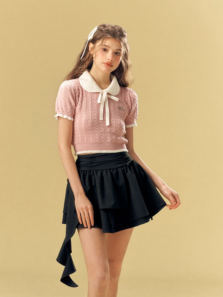 Retro Doll Collar Cable Knit [s0000001535]