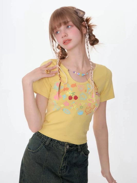 U-neck short sleeve T-shirt【s0000007544】