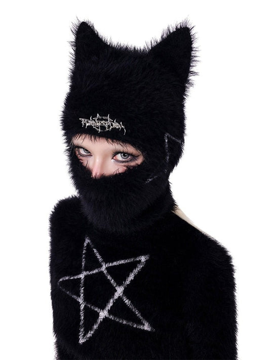 Cat Ears Masked Knitted Hat【s0000000314】 - SCULTURE（エスカルチャー）