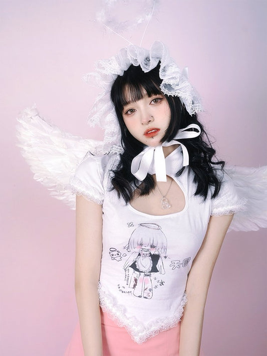 Chest cut angel illustration T-shirt【s0000001118】 - SCULTURE（エスカルチャー）