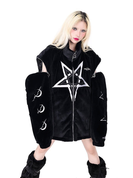 Detachable Sleeve Pentagram Embroidered Jacket【s0000000310】 - SCULTURE（エスカルチャー）