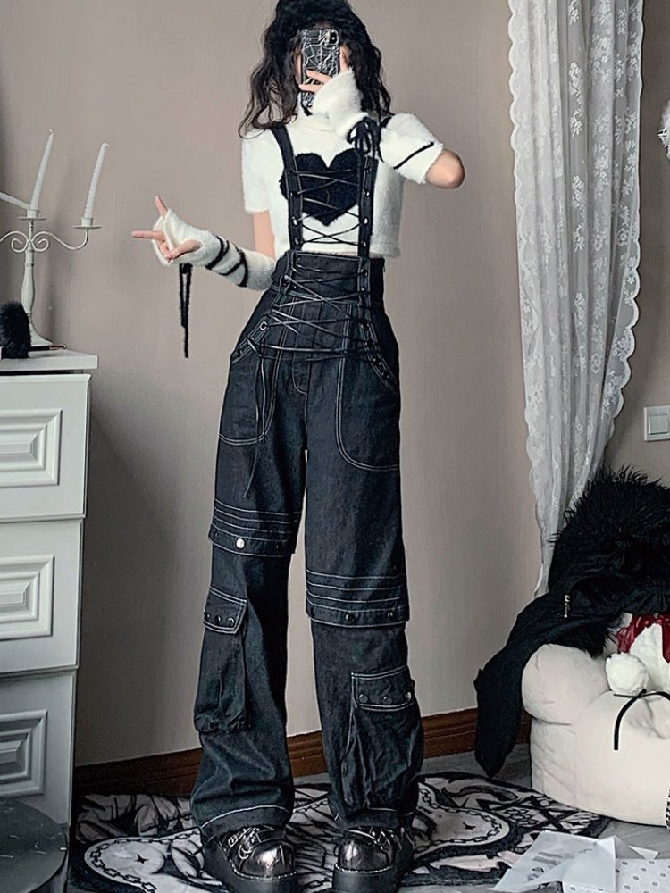 Laceup suspenders jeans【s0000000010】 - SCULTURE（エスカルチャー）