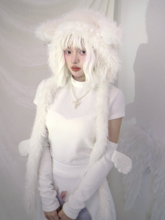 Long-haired Sheep Ear Cross Bow Hat【s0000000107】 - SCULTURE（エスカルチャー）