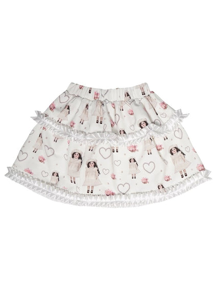 Pearl Print Cute Puffy Short Skirt【s0000001129】