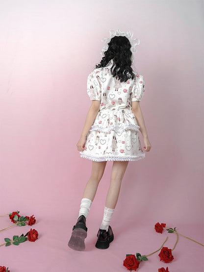 Pearl Print Cute Puffy Short Skirt【s0000001129】