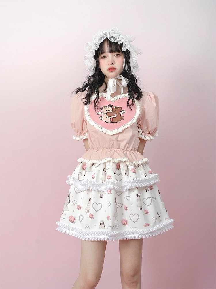 Pearl Print Cute Puffy Short Skirt【s0000001129】