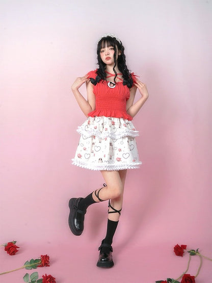 Pearl Print Cute Puffy Short Skirt【s0000001129】