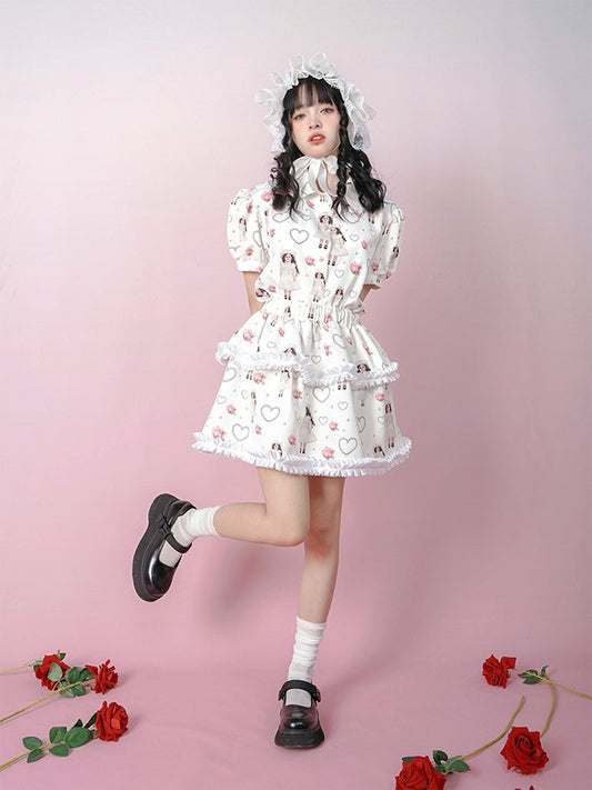 Pearl Print Cute Puffy Short Skirt【s0000001129】