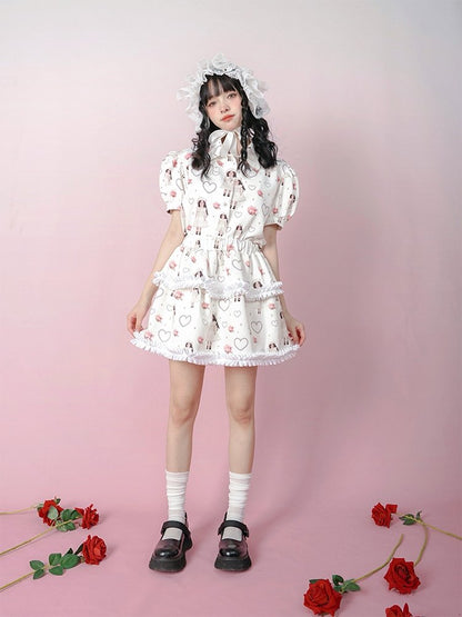 Pearl Print Cute Puffy Short Skirt【s0000001129】