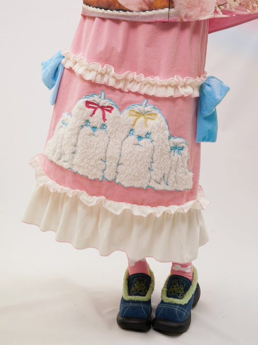 Printed Corduroy Lace Skirt【s0000000445】