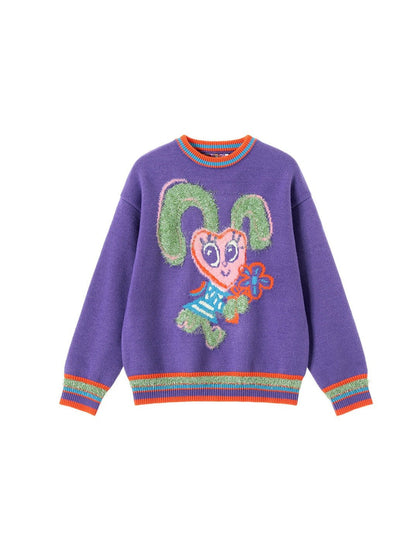 Rabbit Cartoon Round Neck Knitted Pullover【s0000000409】