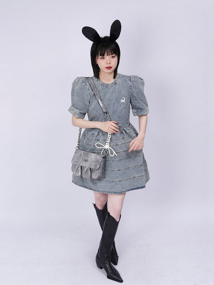 Rabbit  denim shoulder Bag【s0000001036】