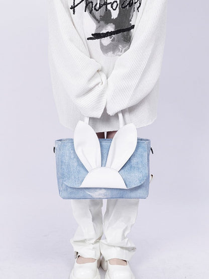 Rabbit design denim tote bag【s0000001037】