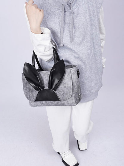 Rabbit design denim tote bag【s0000001037】