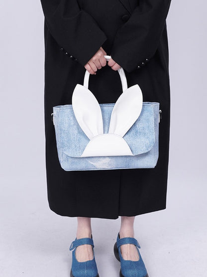 Rabbit design denim tote bag【s0000001037】