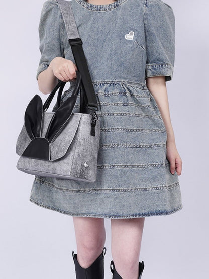 Rabbit design denim tote bag【s0000001037】