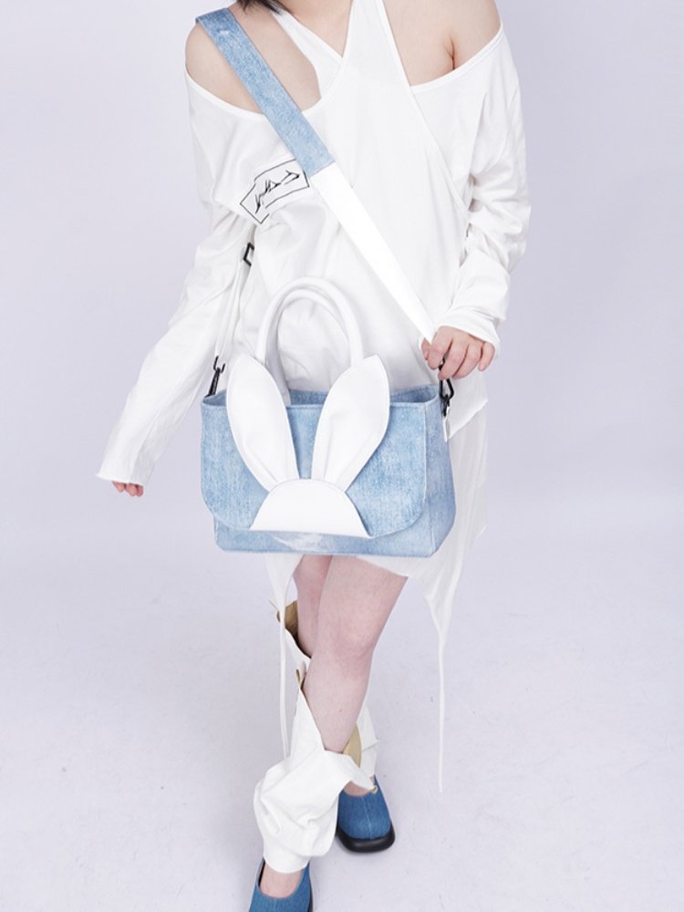 Rabbit design denim tote bag【s0000001037】