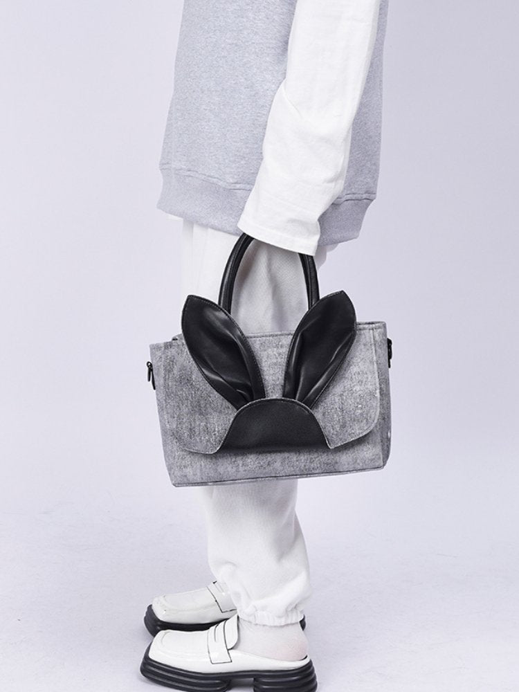 Rabbit design denim tote bag【s0000001037】