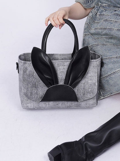 Rabbit design denim tote bag【s0000001037】