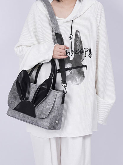 Rabbit design denim tote bag【s0000001037】