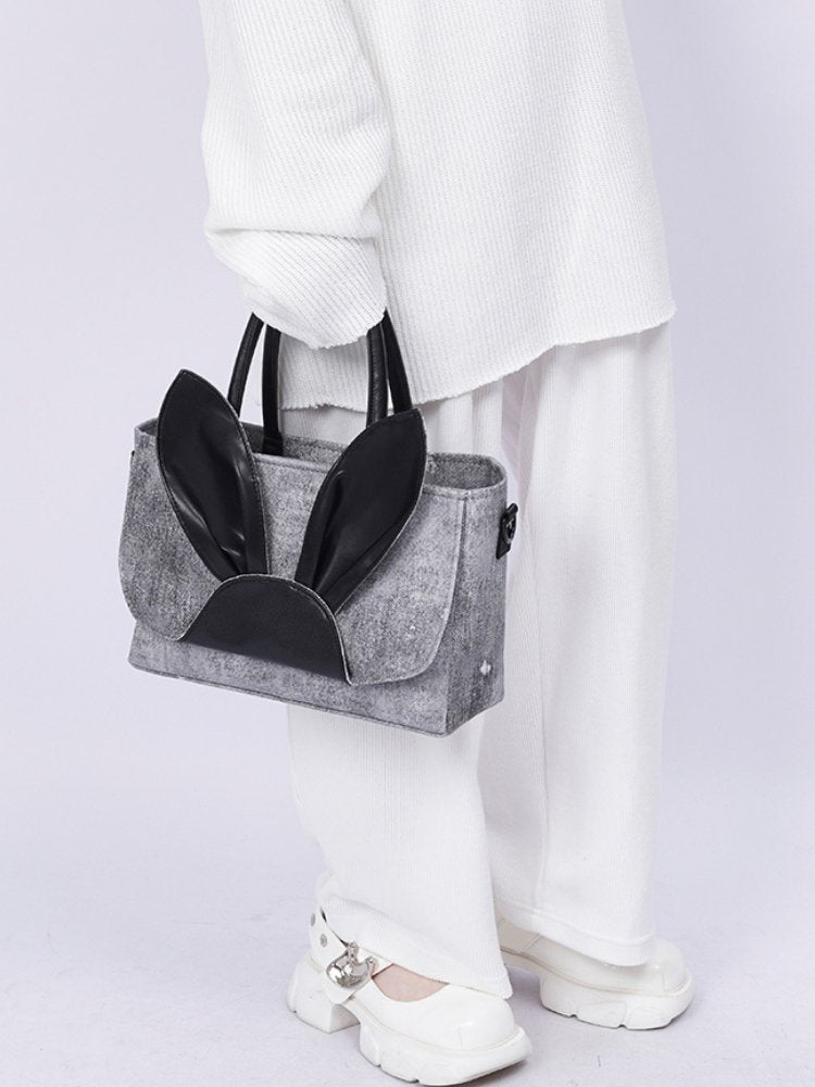 Rabbit design denim tote bag【s0000001037】