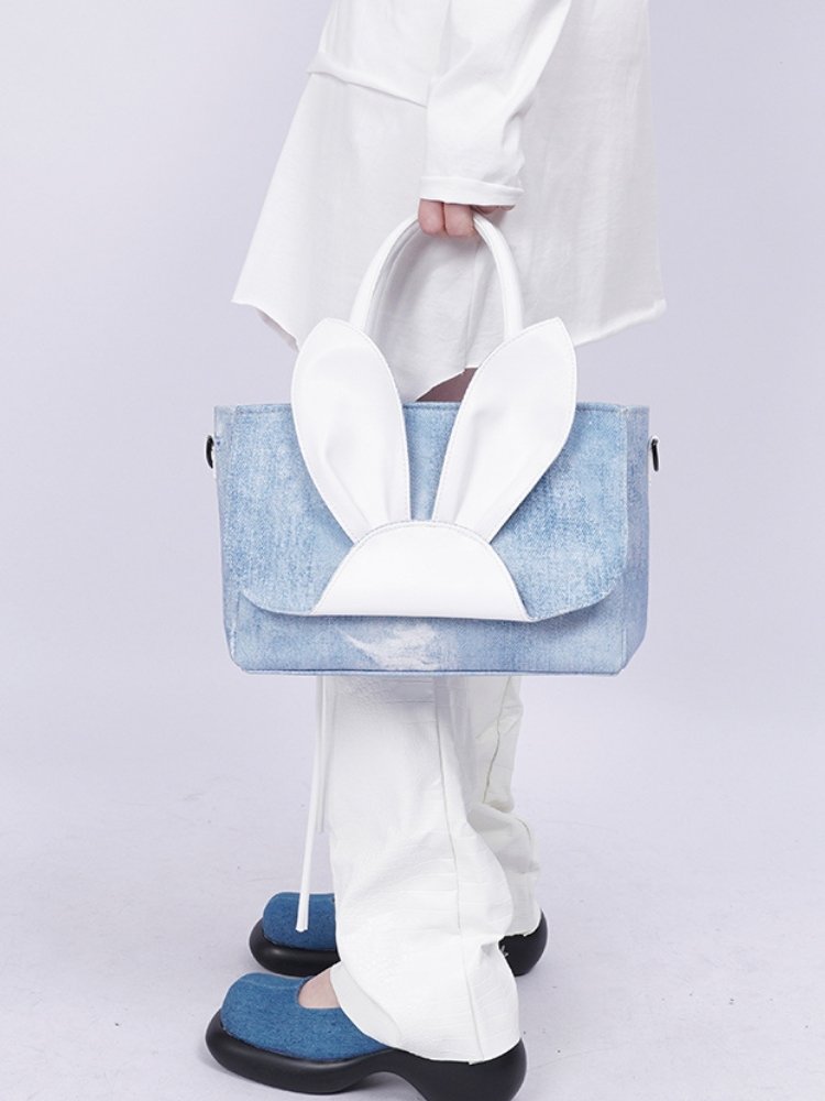 Rabbit design denim tote bag【s0000001037】