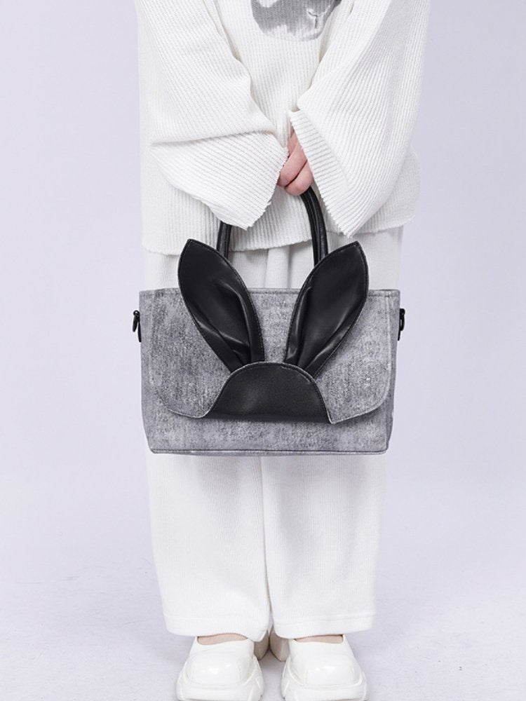 Rabbit design denim tote bag【s0000001037】