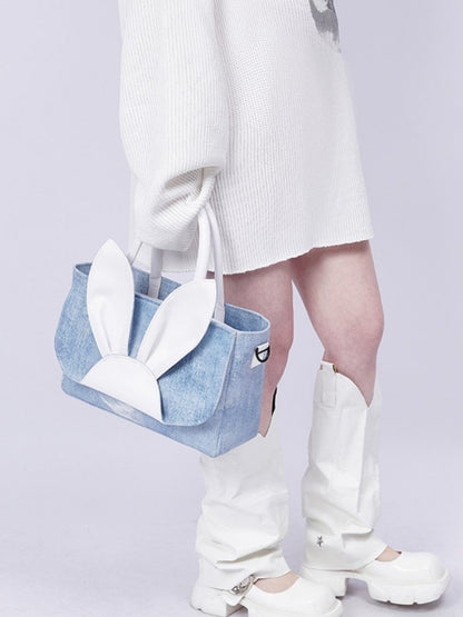 Rabbit design denim tote bag【s0000001037】