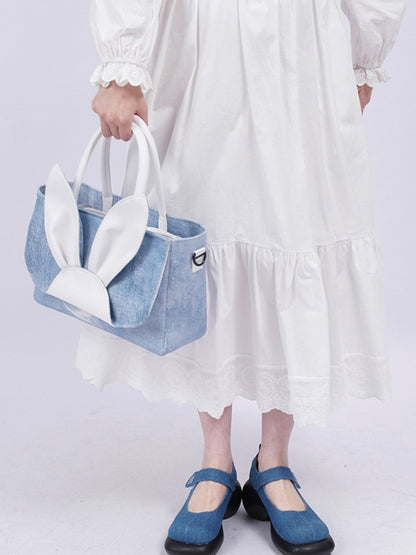 Rabbit design denim tote bag【s0000001037】