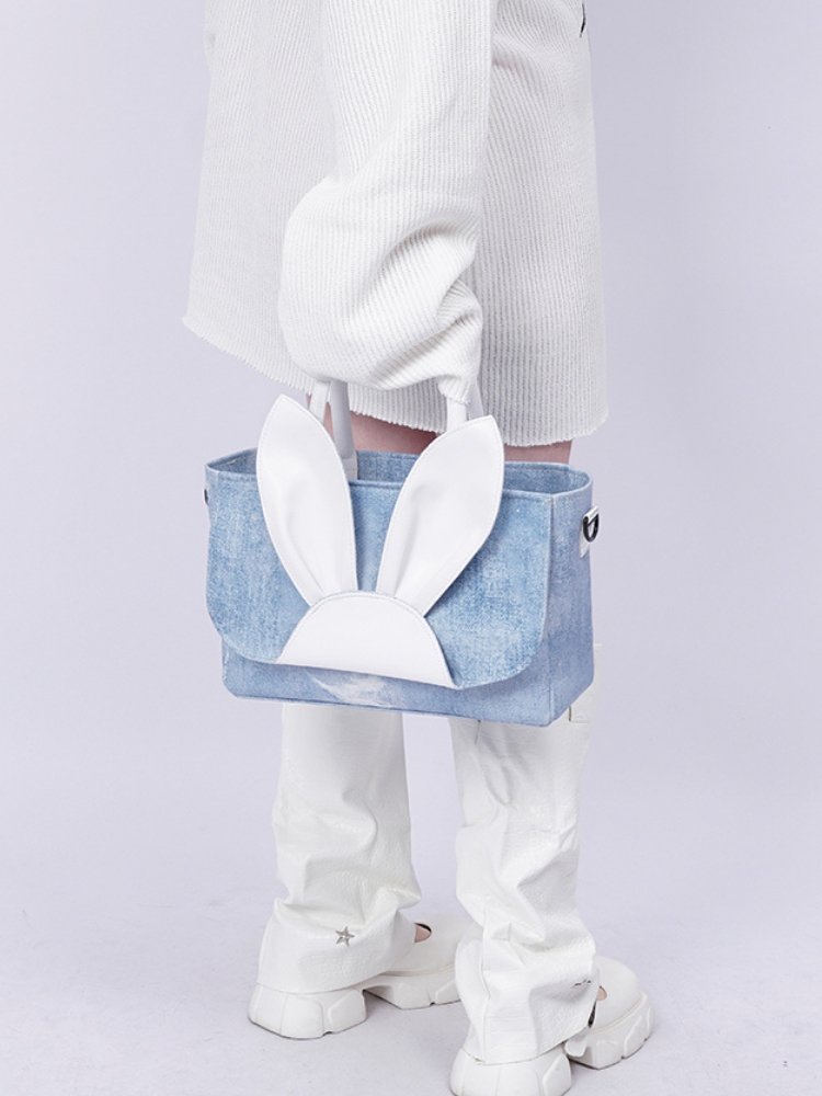 Rabbit design denim tote bag【s0000001037】