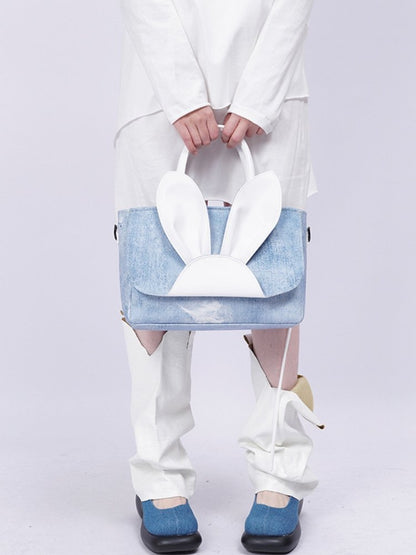 Rabbit design denim tote bag【s0000001037】