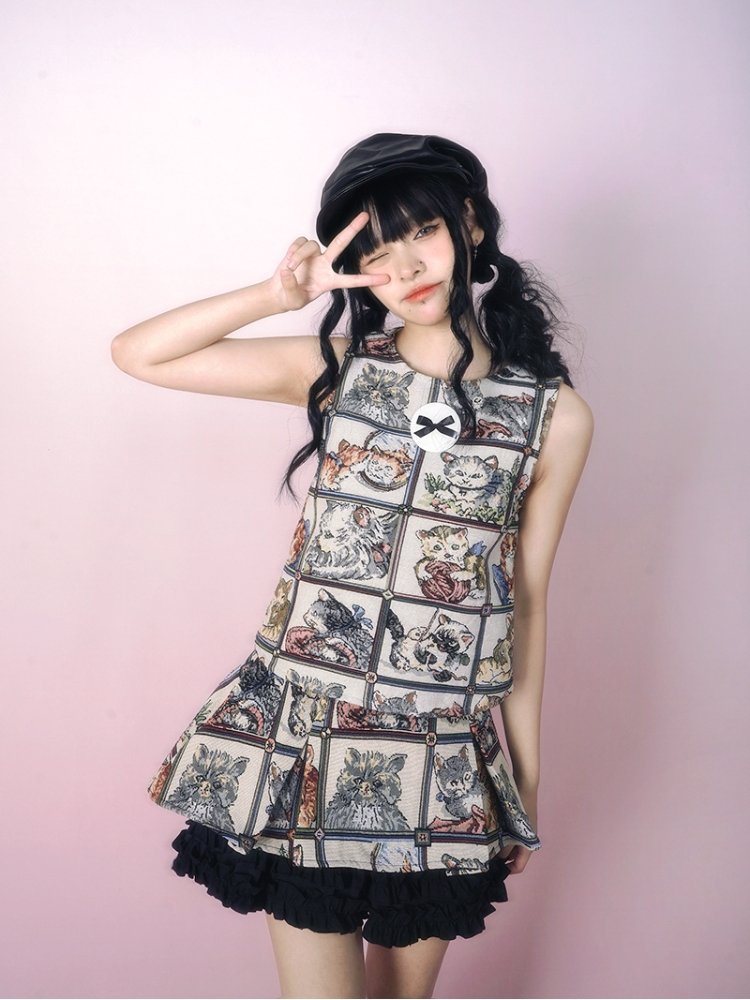 Retro jacquard sleeveless vest【s0000001123】 - SCULTURE（エスカルチャー）