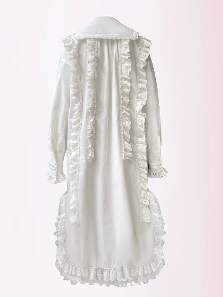 Retro Long sleeved Loose Frill Lace Shirt Dress【s0000000786】 - SCULTURE（エスカルチャー）