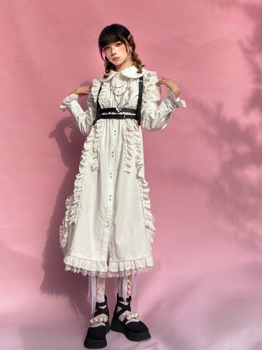 Gothic Lolita Rabbit-Ear Ribbon Frill Boa Parka