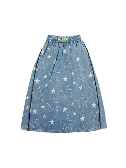 Star Side Zipper Loose A-line Denim Skirt【s0000000226】 - SCULTURE（エスカルチャー）