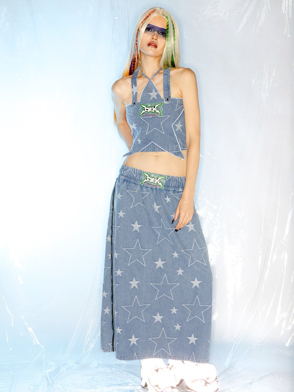 Star Side Zipper Loose A-line Denim Skirt【s0000000226】 - SCULTURE（エスカルチャー）