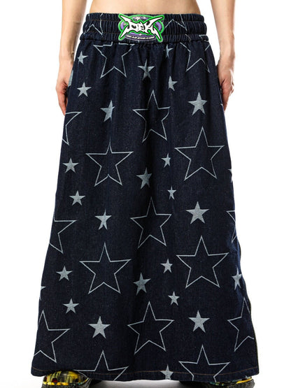 Star Side Zipper Loose A-line Denim Skirt【s0000000226】 - SCULTURE（エスカルチャー）