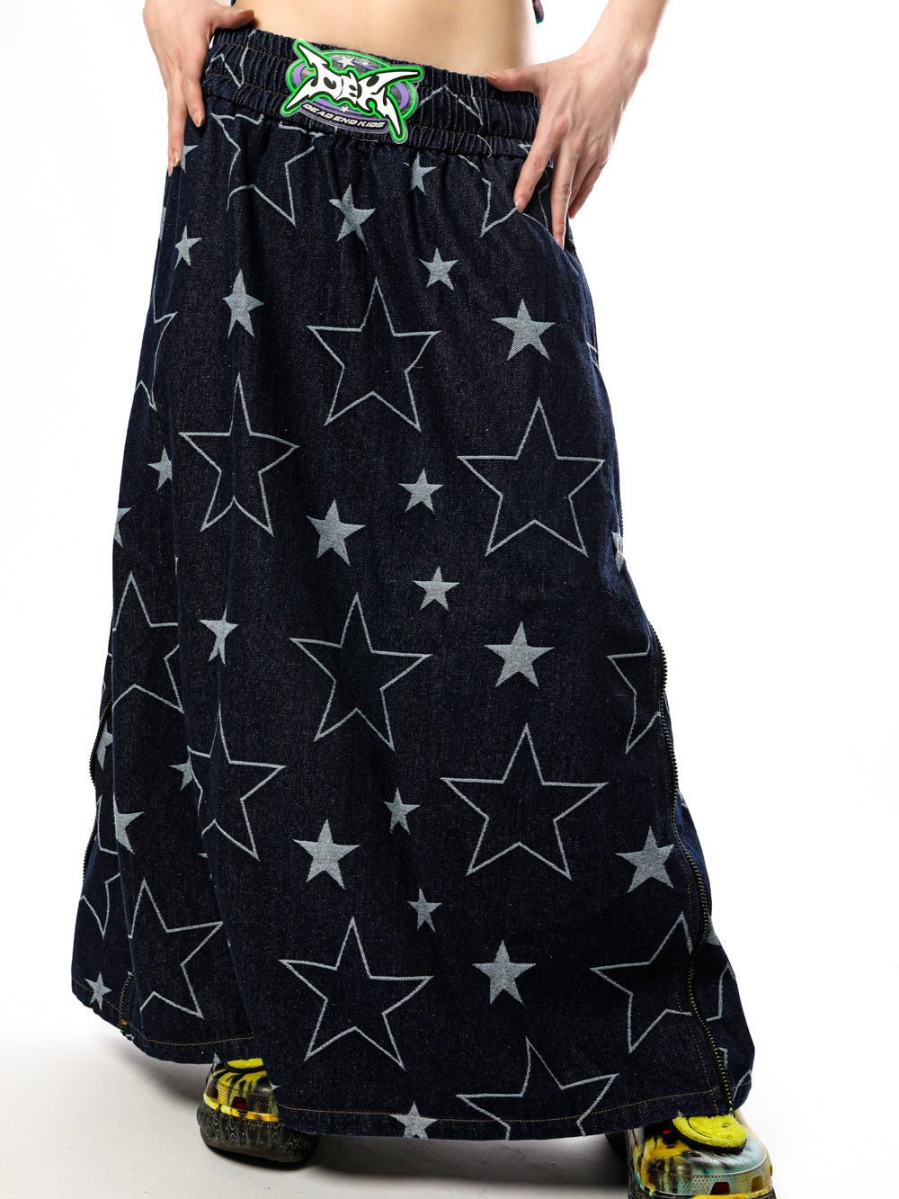 Star Side Zipper Loose A-line Denim Skirt【s0000000226】 - SCULTURE（エスカルチャー）