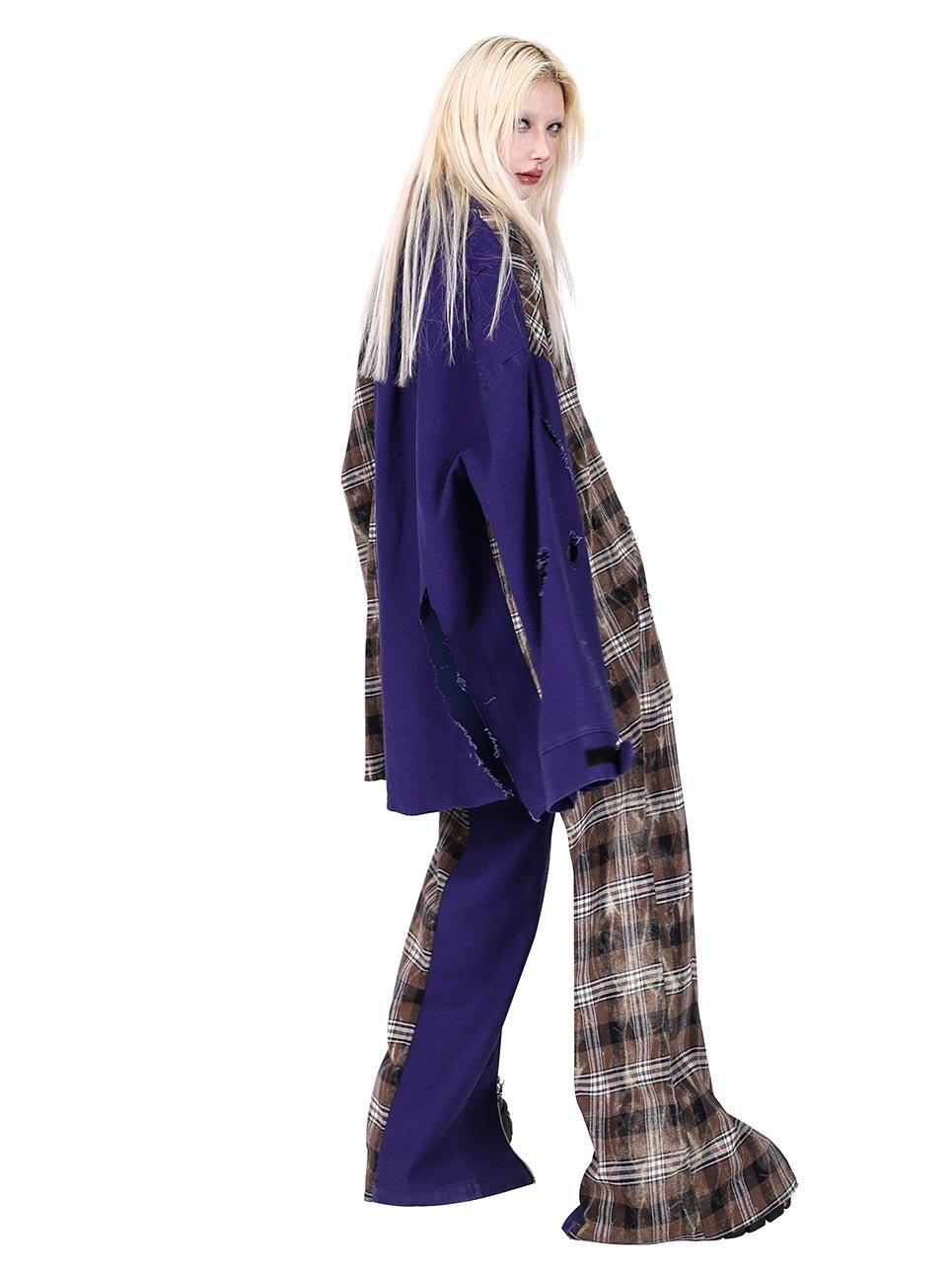 Stitching Plaid Super Cut Loose Shirt【s0000000378】 - SCULTURE（エスカルチャー）